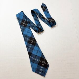Ramsay Blue Wool Tie Argyle Plaid Made in Scotland Business Suit Casual Preppy